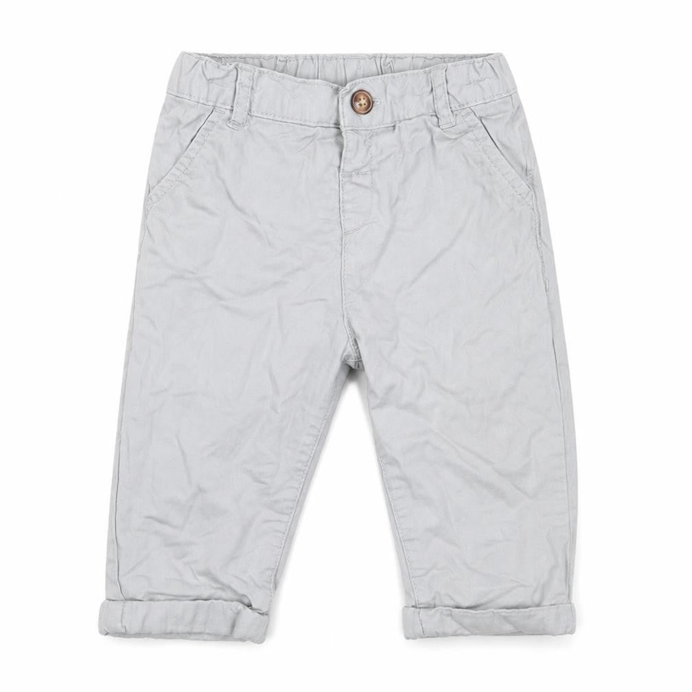 Marks and Spencer Boys Grey  Cotton Capri Trousers Size 9-12 Months  Button