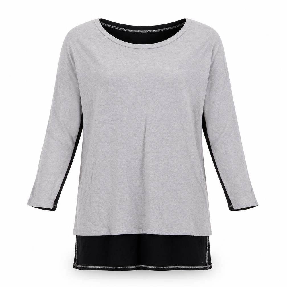 Front view of Postcard women’s grey round neck viscose jumper, size S