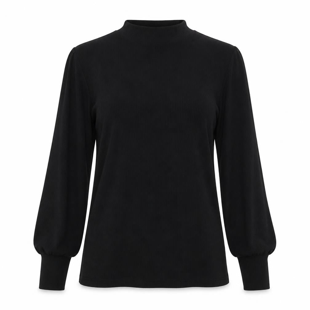SHEIN Womens Black  Polyester Basic Blouse Size S Mock Neck