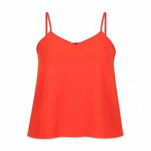 Front view of New Look women’s red polyester camisole blouse, size UK 8, round neck