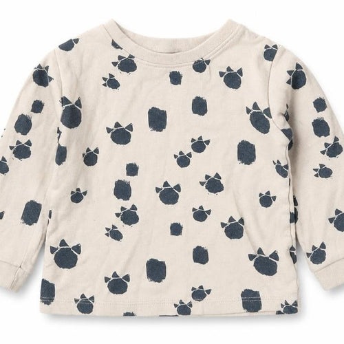 George Boys Beige  Cotton Basic T-Shirt Size 9-12 Months Crew Neck Pullover - Dinosaur Foot Prints