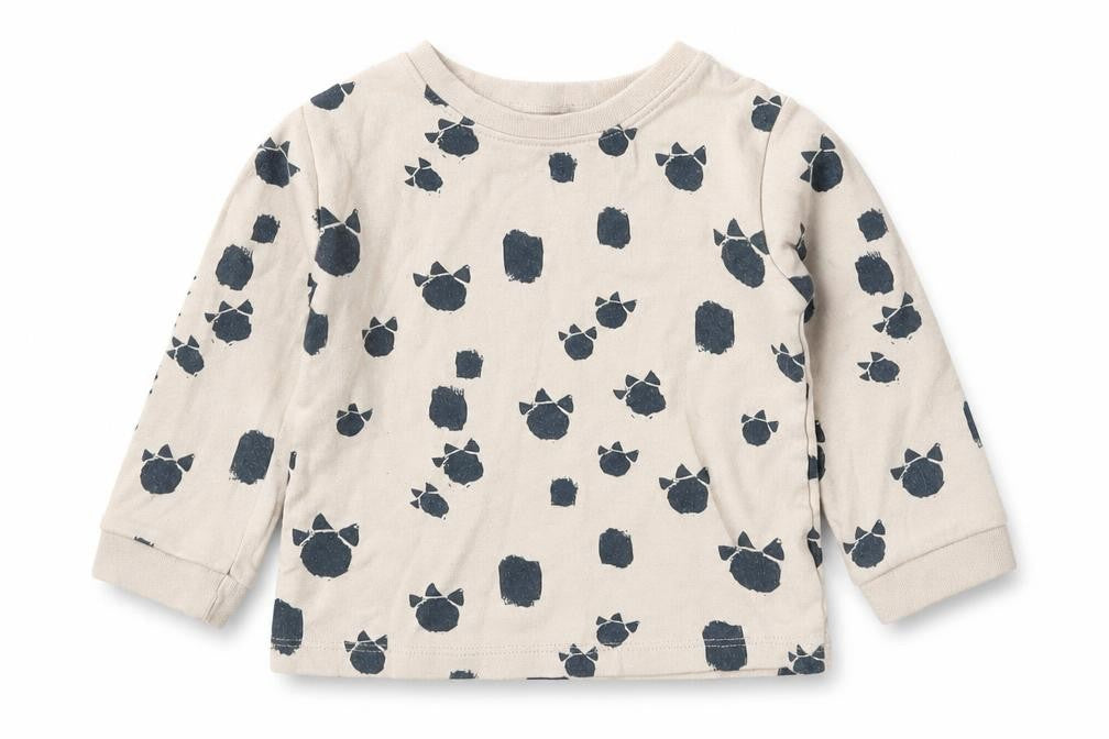George Boys Beige  Cotton Basic T-Shirt Size 9-12 Months Crew Neck Pullover - Dinosaur Foot Prints