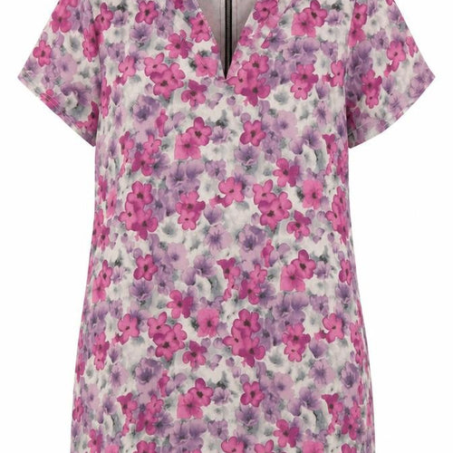Sans Souci Womens Multicoloured Floral Polyester Tunic Blouse Size S V-Neck - Flowers