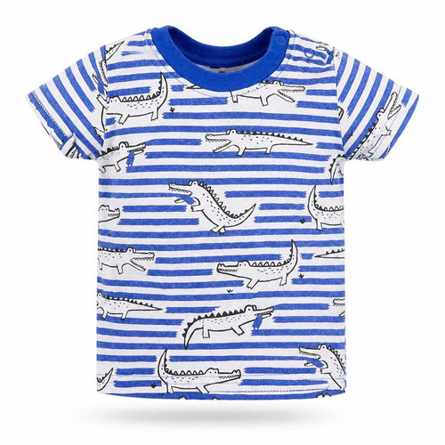Primark Boys Blue Striped 100% Cotton Basic T-Shirt Size 3-6 Months Round Neck  - Crocodile