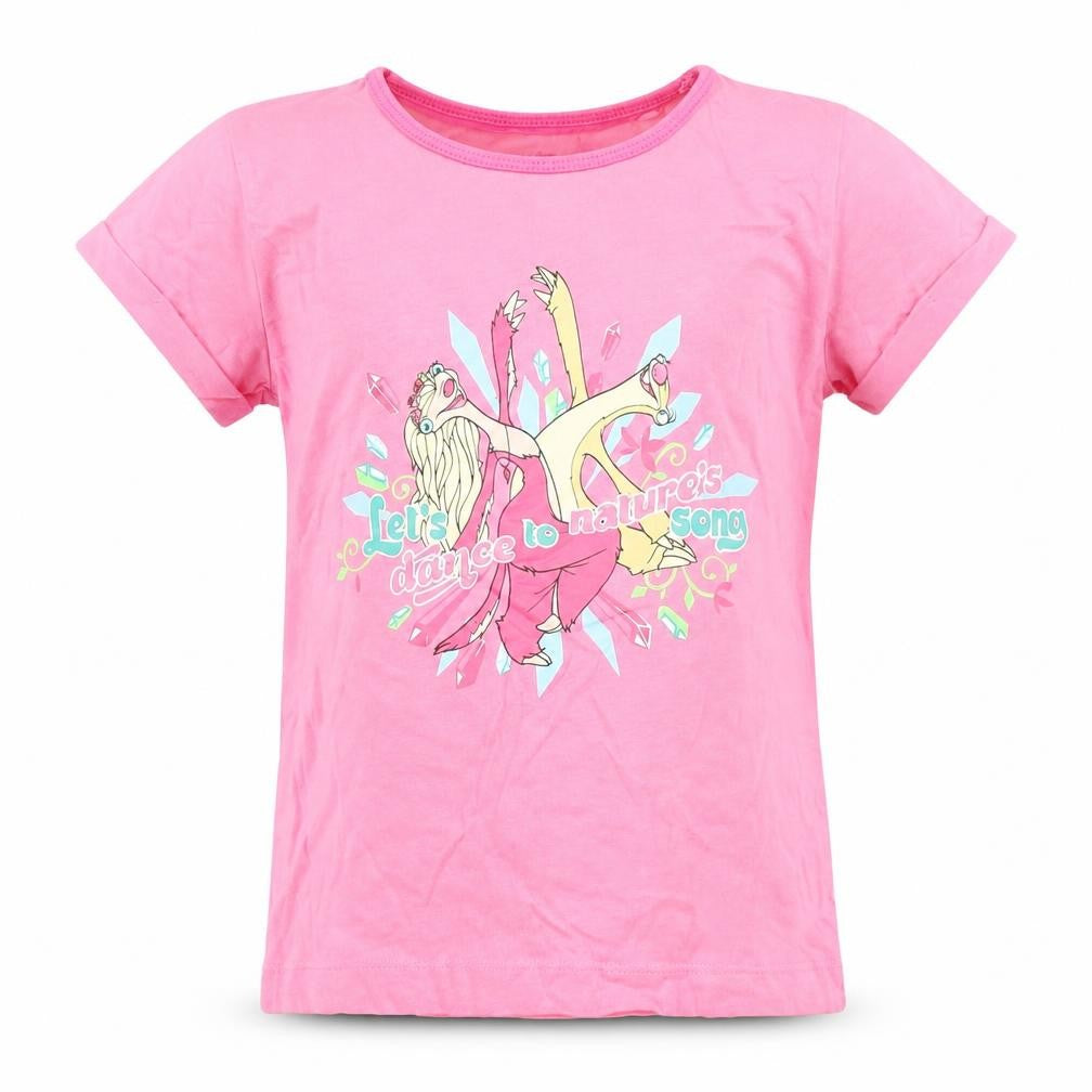 Ice Age Girls Pink  100% Cotton Basic T-Shirt Size 2-3 Years Round Neck  - Sloth