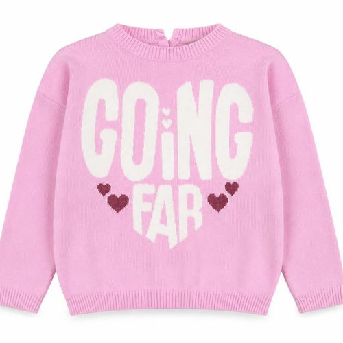 United Colors of Benetton Girls Pink Crew Neck  Cotton Pullover Jumper Size 2-3 Years  Button - going far