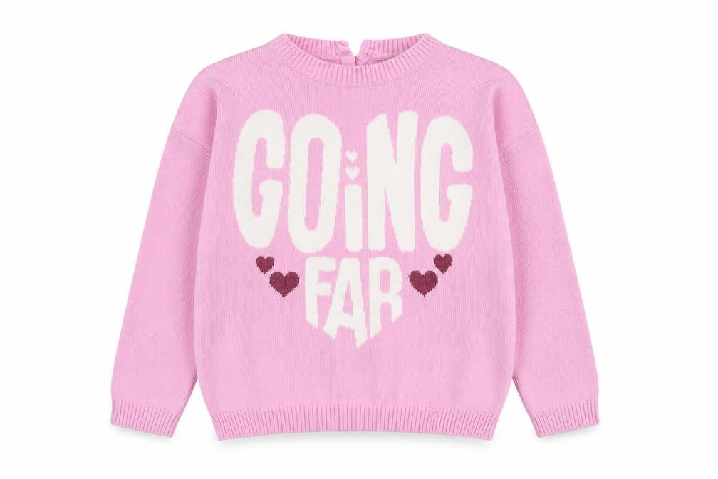 United Colors of Benetton Girls Pink Crew Neck  Cotton Pullover Jumper Size 2-3 Years  Button - going far