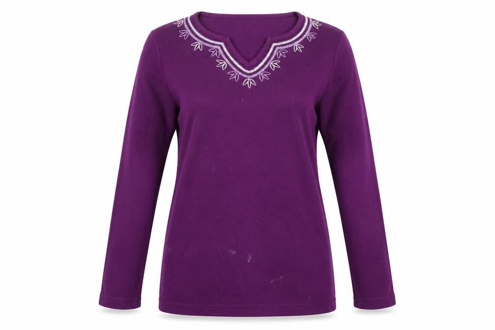 Bonmarché Womens Purple V-Neck Polyester Pullover Jumper Size S