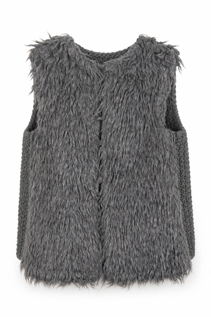 Primark Girls Grey   Gilet Coat Size 3-4 Years   - Fur Jacket