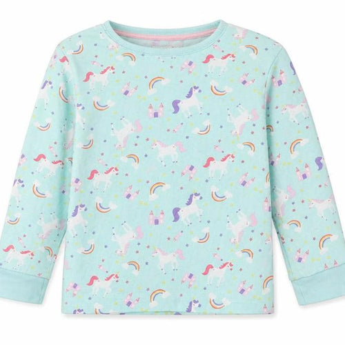 Crafted Girls Green Geometric Cotton Top Pyjama Top Size 3-4 Years   - Unicorns And Rainbows