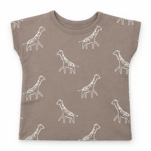 George Baby Beige Geometric Cotton Basic T-Shirt Size 3-6 Months Crew Neck  - Giraffe Print