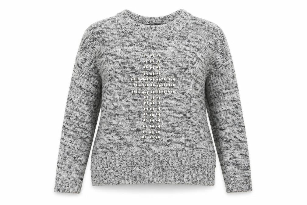 Dunnes Stores Womens Grey Round Neck  Acrylic Pullover Jumper Size 14