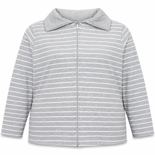 DASH Womens Grey Striped Cotton Full Zip Sweatshirt Size 20  Zip