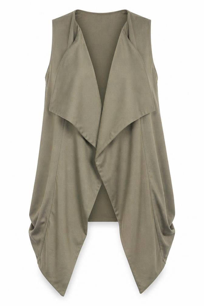 Front view of New Look women’s green polyester kimono blouse, size UK 10, v-neck