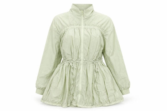 Front view of Missguided women’s green jacket, size UK 12, zip