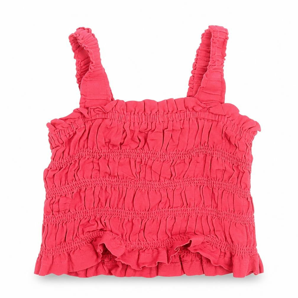 Matalan Girls Pink  Viscose Cropped Tank Size 7 Years Square Neck Pullover