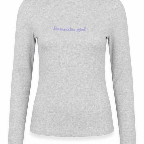 SheIn Womens Grey  Cotton Basic T-Shirt Size XS Mock Neck - Romantic Girl