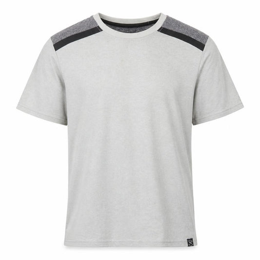 Front view of Reign Supreme men’s grey polyester basic t-shirt, size S, crew neck pullover