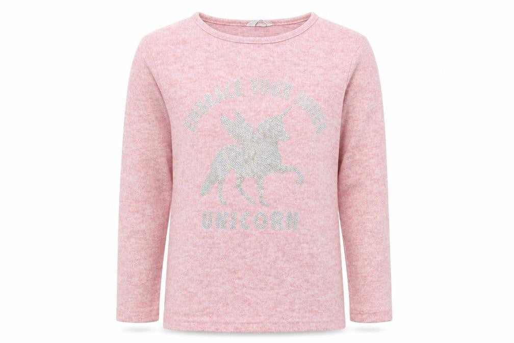 Primark Girls Pink  Viscose Basic T-Shirt Size 9-10 Years Round Neck Pullover - Embrace Your Inner Unicorn