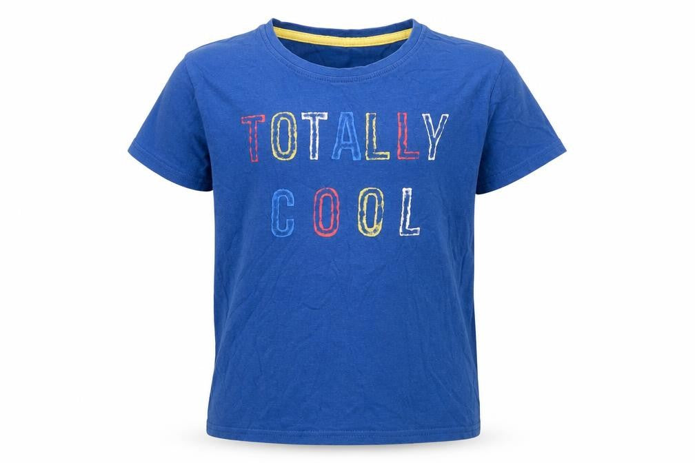 Dunnes Stores Boys Blue  Cotton Basic T-Shirt Size 7 Years Crew Neck  - Totally Cool