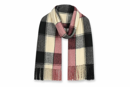 Front view of Preworn women’s multicoloured check acrylic shawl/wrap