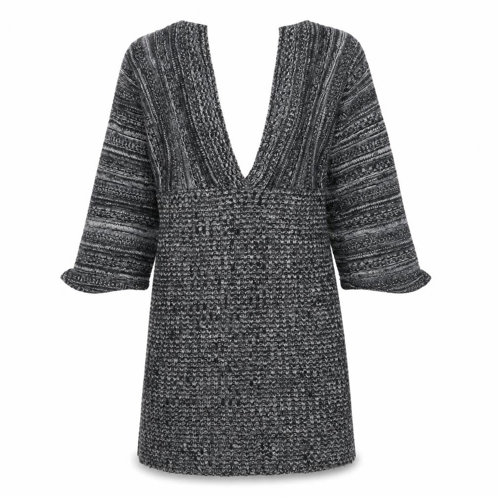 Front view of Select women’s black v-neck acrylic jumper, size S