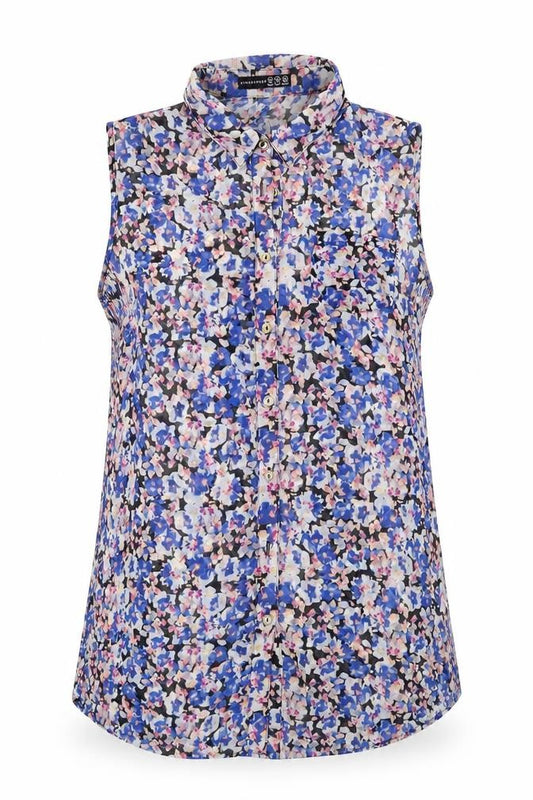 Front view of Atmosphere women’s multicoloured floral polyester basic blouse, size UK 10, collared