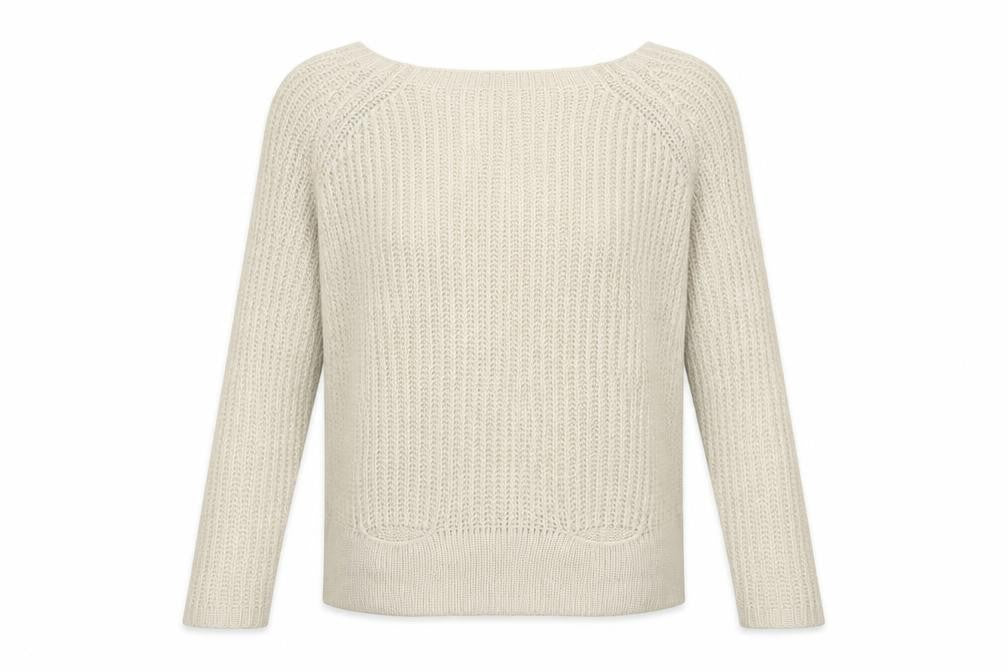 Cecilia Fashion Womens White Square Neck  Acrylic Pullover Jumper Size M