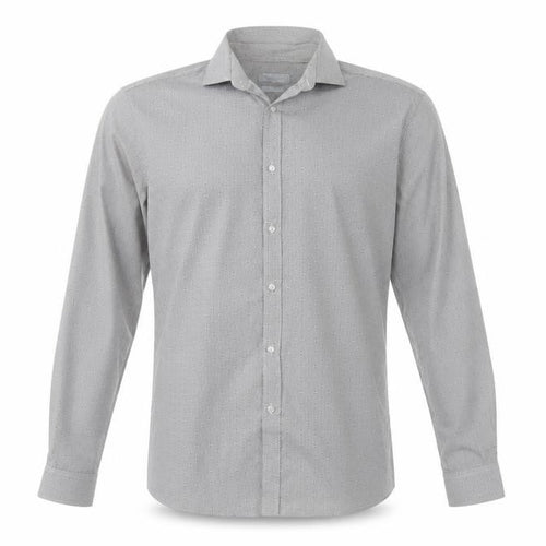 Red Herr Mens Grey Geometric Polyester  Dress Shirt Size 15.5 Collared Button