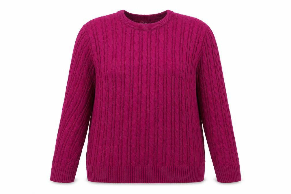 Front view of CHIC women’s purple crew neck acrylic jumper, size L