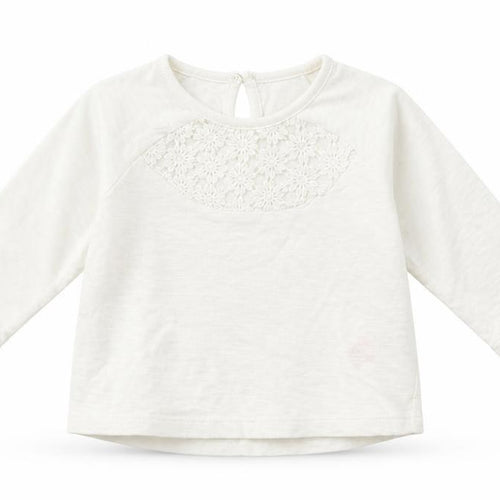 F&F Girls Ivory  100% Cotton Basic T-Shirt Size 0-3 Months Round Neck Button