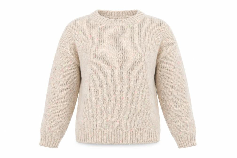 F&F Womens Beige Round Neck  Acrylic Pullover Jumper Size 10   - Flecked
