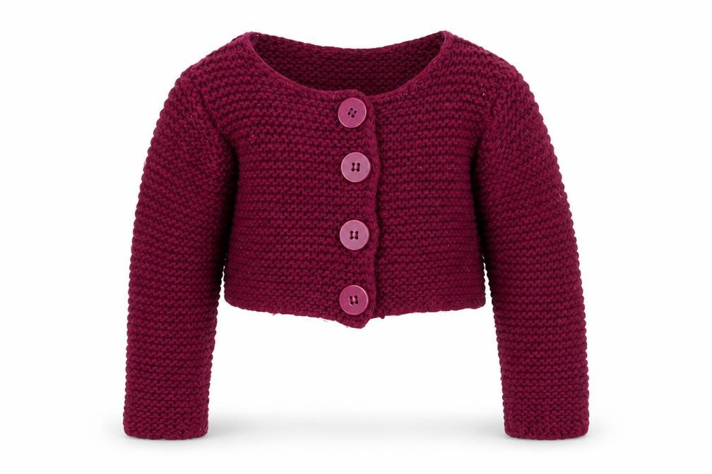 Dunnes Stores Girls Purple Round Neck  Acrylic Cardigan Jumper Size 3 Years  Button - cropped