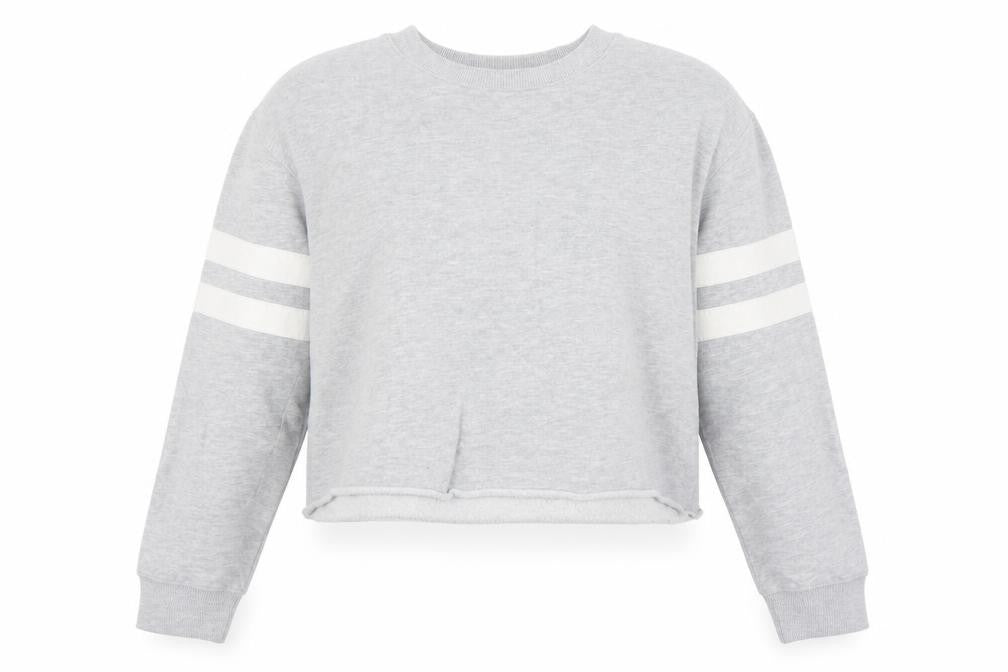 Front view of Miss Sefridge women’s grey cotton pullover sweatshirt, size UK 14, - cropped