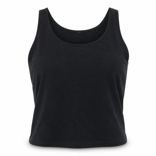 Divided Womens Black  Cotton Cropped Tank Size XL Round Neck