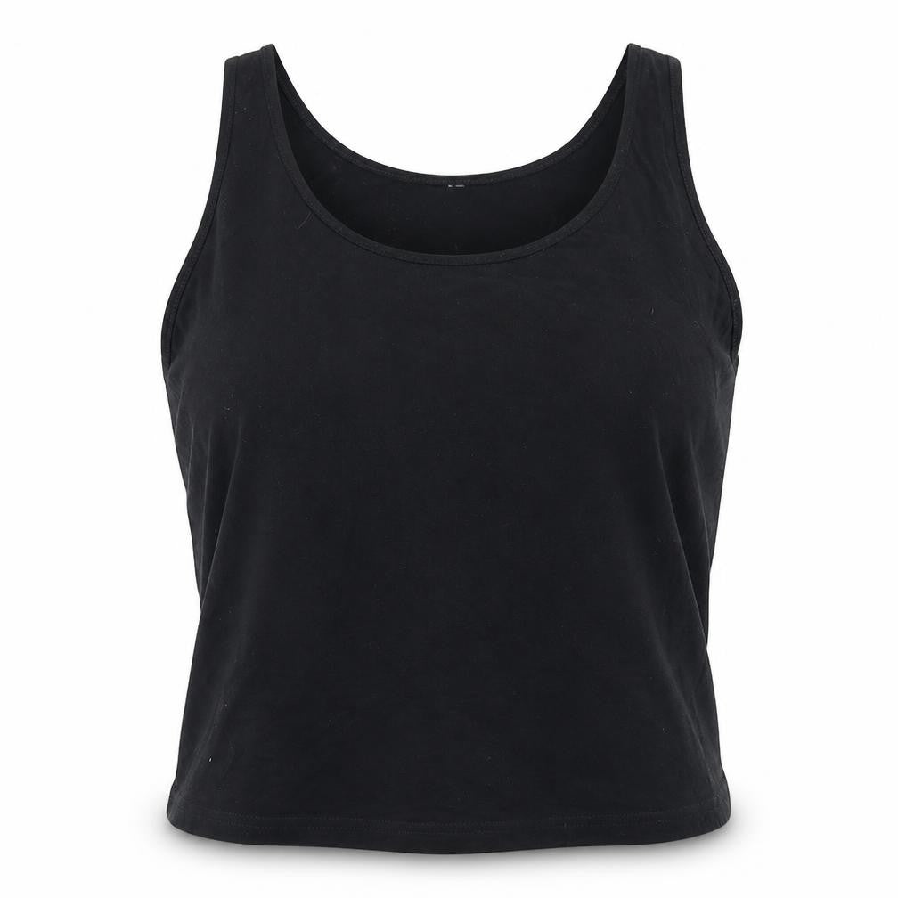 Divided Womens Black  Cotton Cropped Tank Size XL Round Neck