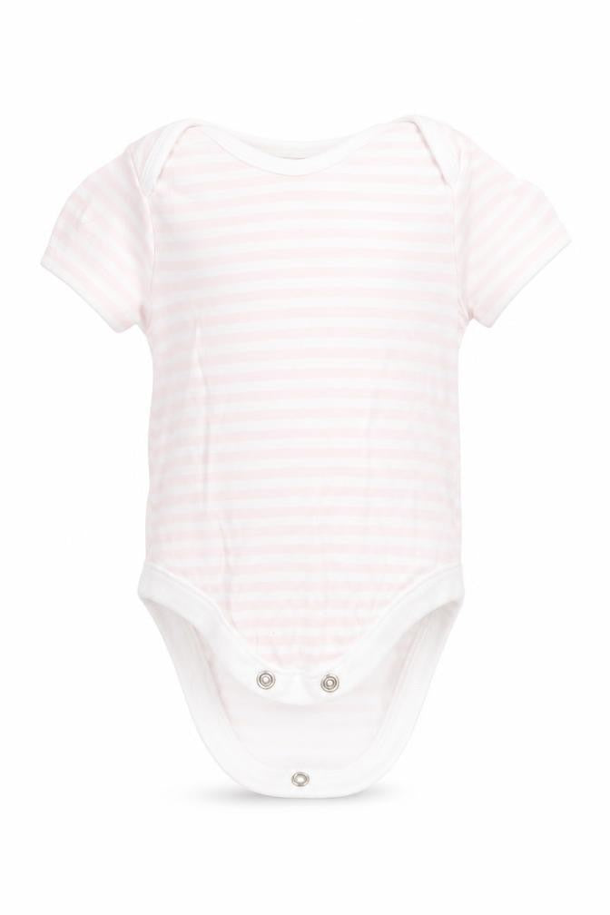 F&F Girls Pink Striped Cotton Babygrow One-Piece Size 0-3 Months  Button
