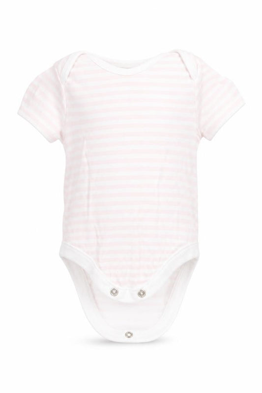 F&F Girls Pink Striped Cotton Babygrow One-Piece Size 0-3 Months  Button