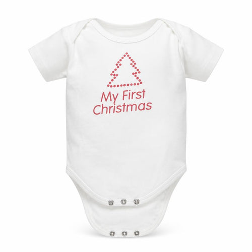 Preworn Baby White  Cotton Babygrow One-Piece Size 12-18 Months  Button - My First Christmas