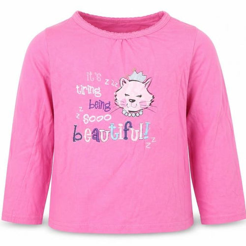 Matalan Girls Pink Solid Cotton Top Pyjama Top Size 4-5 Years  Pullover - It's Tiring Being So Beautiful