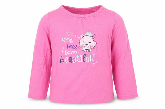 Matalan Girls Pink Solid Cotton Top Pyjama Top Size 4-5 Years  Pullover - It's Tiring Being So Beautiful