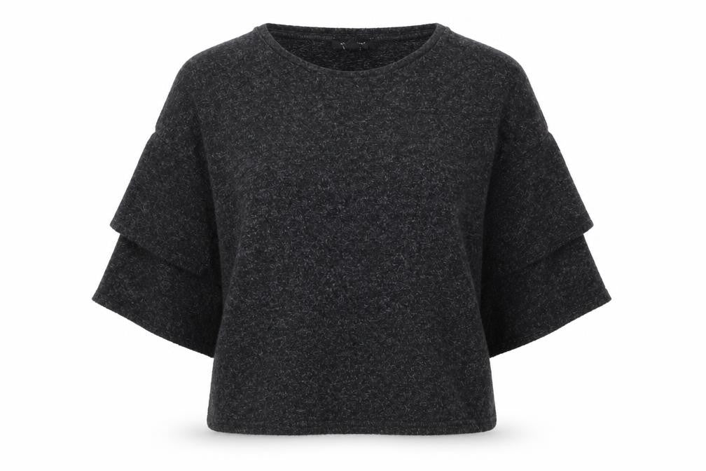 Front view of New Look women’s grey round neck polyester jumper, size S