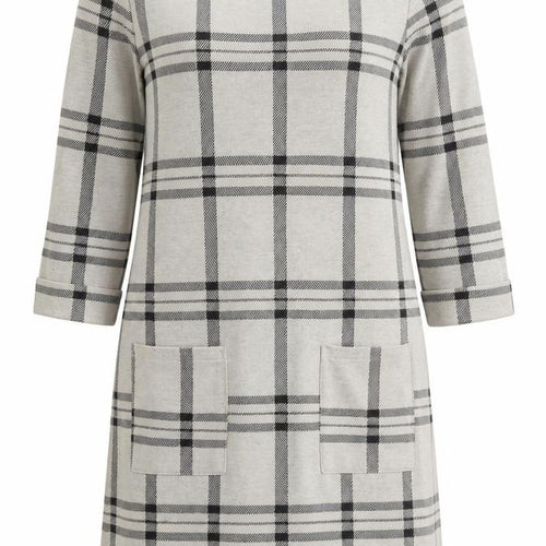 Primark Womens Grey Check Polyester T-Shirt Dress  Size 10  Round Neck Pullover