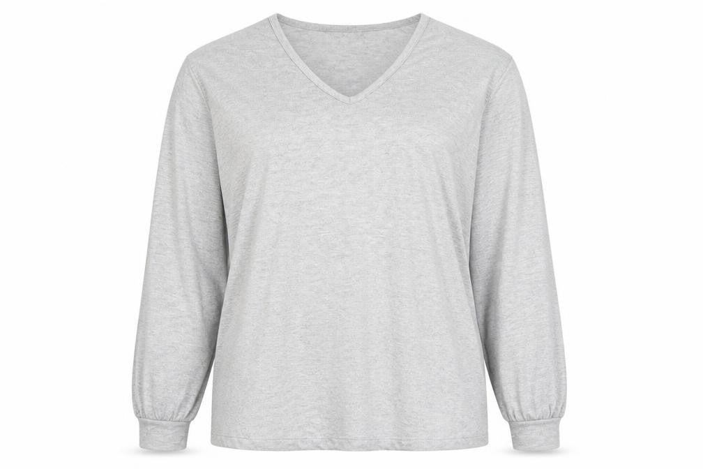 Front view of Marks & Spencer women’s grey viscose pullover sweatshirt, size UK 16, pullover