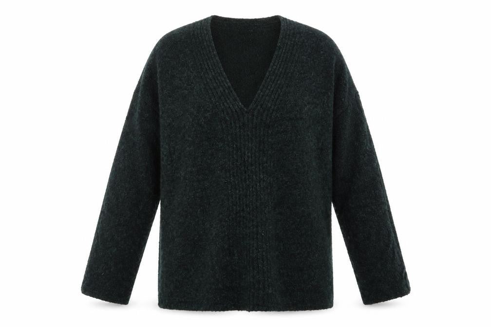 Cashel Womens Green V-Neck  Acrylic Pullover Jumper Size XL