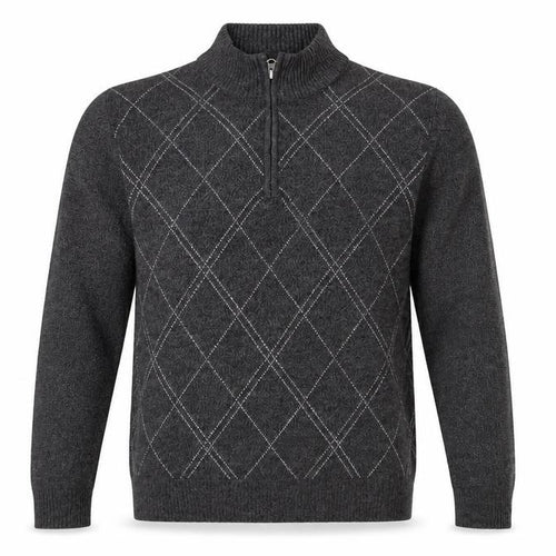 Geoffrey Beene Mens Grey High Neck Argyle/Diamond Acrylic Pullover Jumper Size M