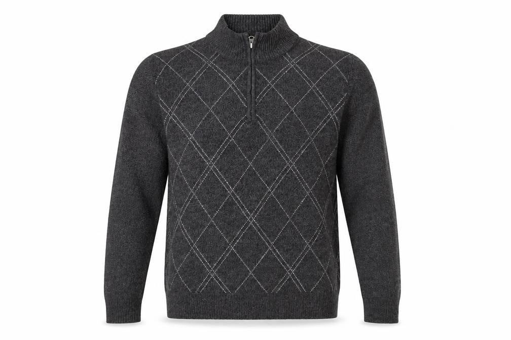 Geoffrey Beene Mens Grey High Neck Argyle/Diamond Acrylic Pullover Jumper Size M