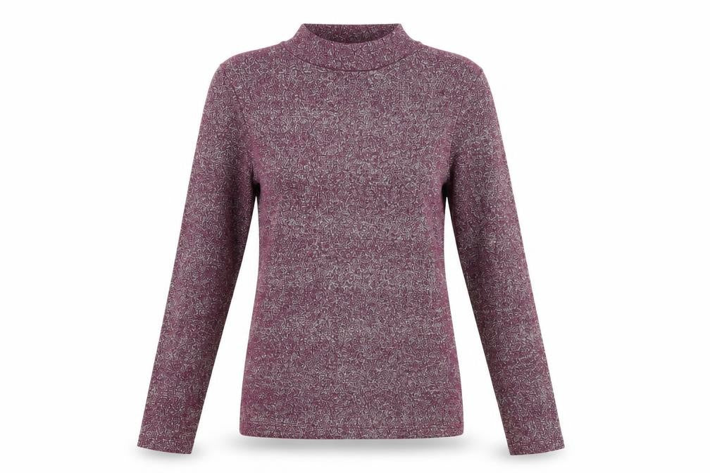 Front view of Tu women’s purple high neck polyester jumper, size UK 10, - sparkle