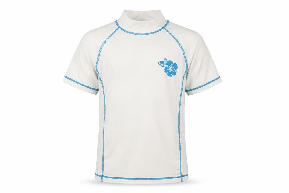 NEXT Girls White  Nylon Basic T-Shirt Size 7-8 Years Mock Neck  - Flower