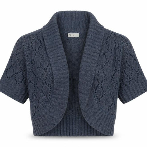BHS Womens Blue Collared  Acrylic Cardigan Jumper Size 12